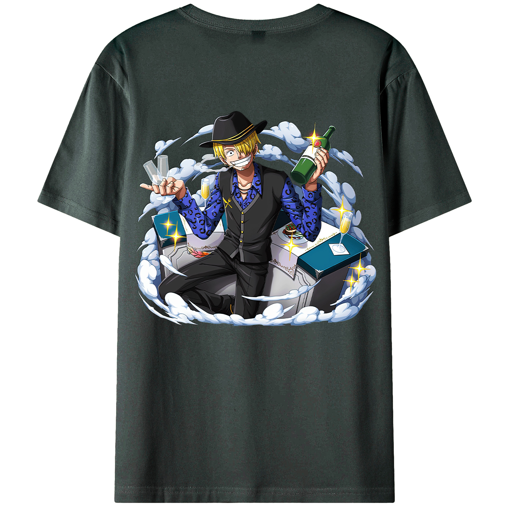 （画像用） ワンピース サンジ ONE PIECE Sanji 綿100％ メンズ半袖Tシャツ（バックプリント） 通気性